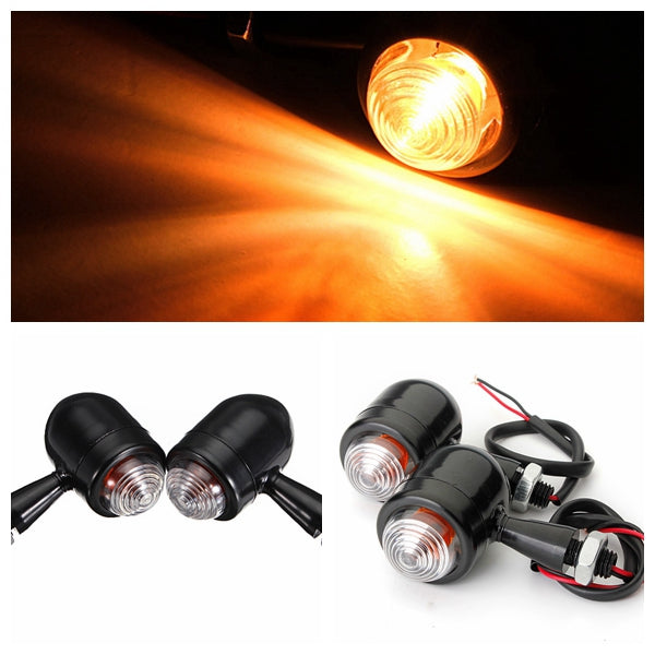 4pcs Black Clear Lens Mini Bullet Bulb Turn Signal Black Front Rear Light For Harley