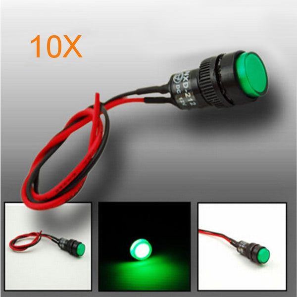 10X10mm Universal LED Indicator Dash Panel Warning Light Lamp