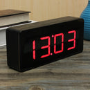 Acrylic Mirror Wooden Digital LED Alarm Clock Time Calendar Thermometer