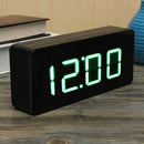 Acrylic Mirror Wooden Digital LED Alarm Clock Time Calendar Thermometer