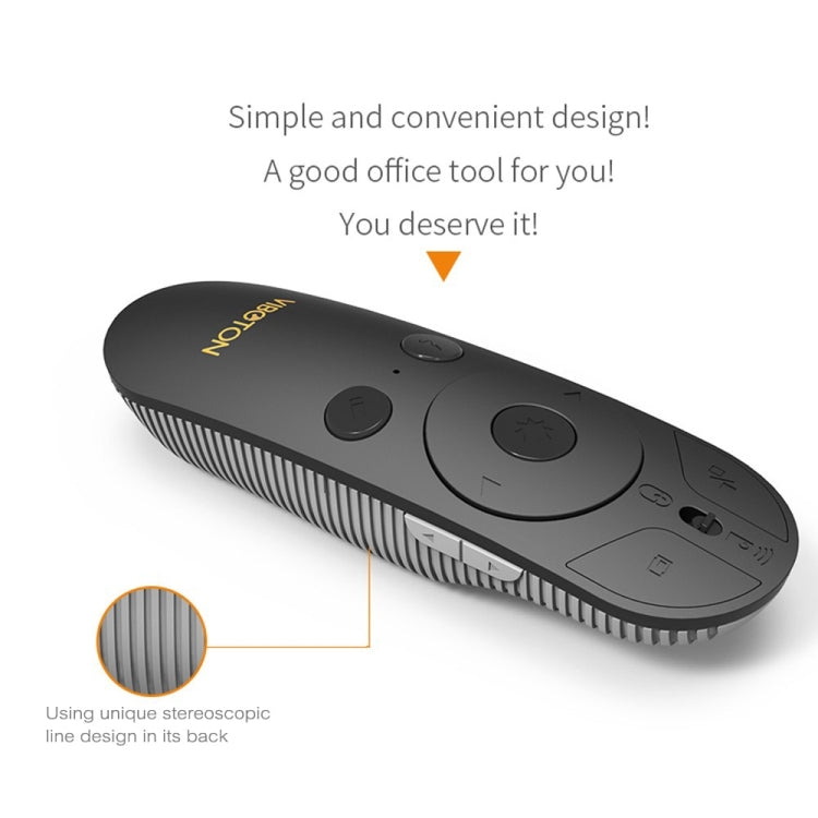 VIBOTON VMP07 2.4GHz Multimedia Presentation Remote PowerPoint Clicker Wireless Presenter Handheld Controller Flip Pen, Control Distance: 15m(Black)
