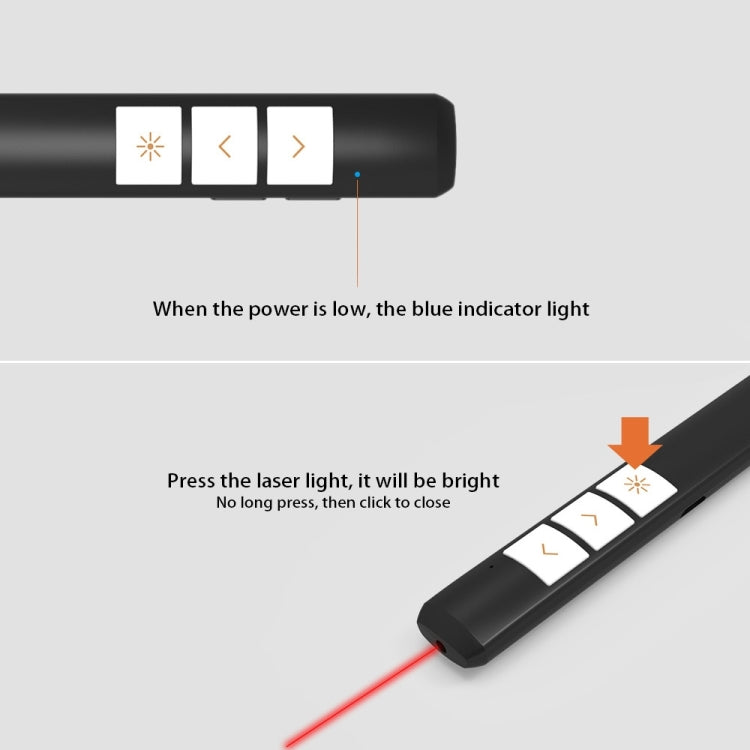 VIBOTON PP932 2.4GHz Multimedia Presentation Remote PowerPoint Clicker Flip Pen, 3 Keys, Control Distance: 100m(Black)