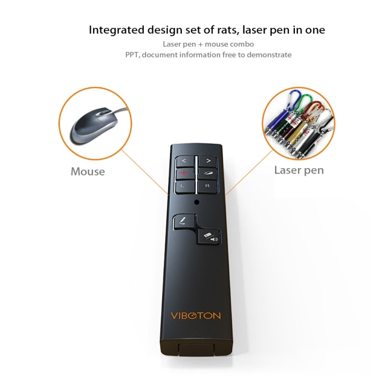 VIBOTON PP930 2.4GHz Multimedia Presentation Remote PowerPoint Clicker Wireless Presenter Handheld Controller Flip Pen, Control Distance: 30m(Black)