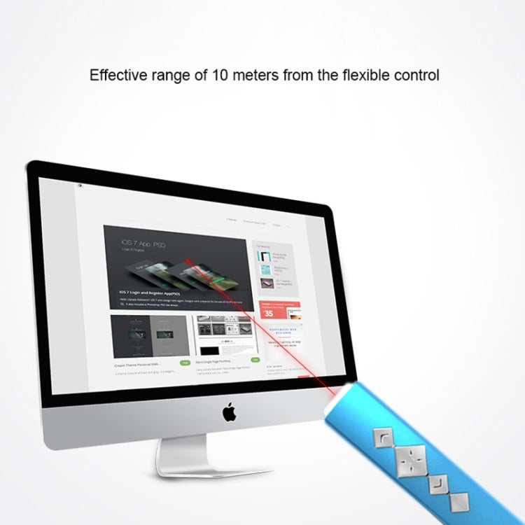 VIBOTON PP910 2.4GHz Multimedia Presentation Remote PowerPoint Clicker Handheld Controller Flip Pen with USB Receiver, Control Distance: 10m(Blue)