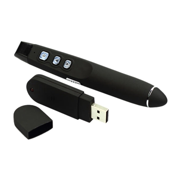 VIBOTON PP820A 2.4GHz Multimedia Presentation Remote PowerPoint Clicker Handheld Controller Flip Pen with USB Receiver, Control Distance: 15m(Black)