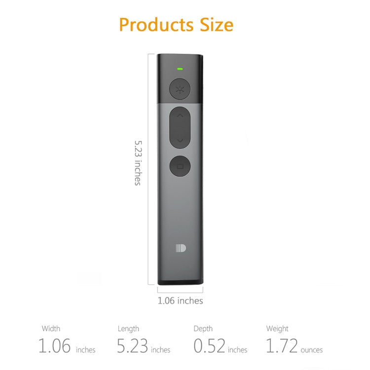 Doosl DSIT032 2.4GHz Wireless Presenter PowerPoint Clicker Representation Remote Control Green Laser Pointer, Control Distance: 100m