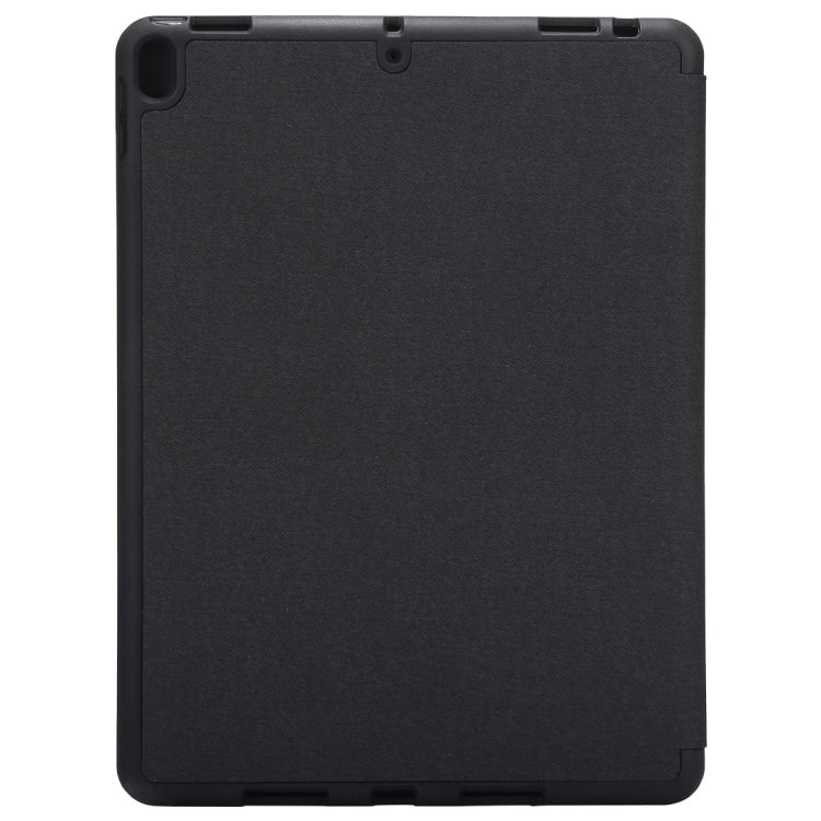 Cloth Texture Pattern Case for iPad 9.7 (2018) & iPad 9.7 inch (2017), with Three-folding Holder & Pen Slots(Black)