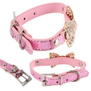1x Pet Dog Puppy Neck Ajustable Buckle Safety Collars Rhinestone Bow Design S