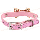 1x Pet Dog Puppy Neck Ajustable Buckle Safety Collars Rhinestone Bow Design S