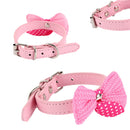 1 Pcs Dog Collar Small Dogs Bling Crystal Bow PU Leather Cats Pet Necklace