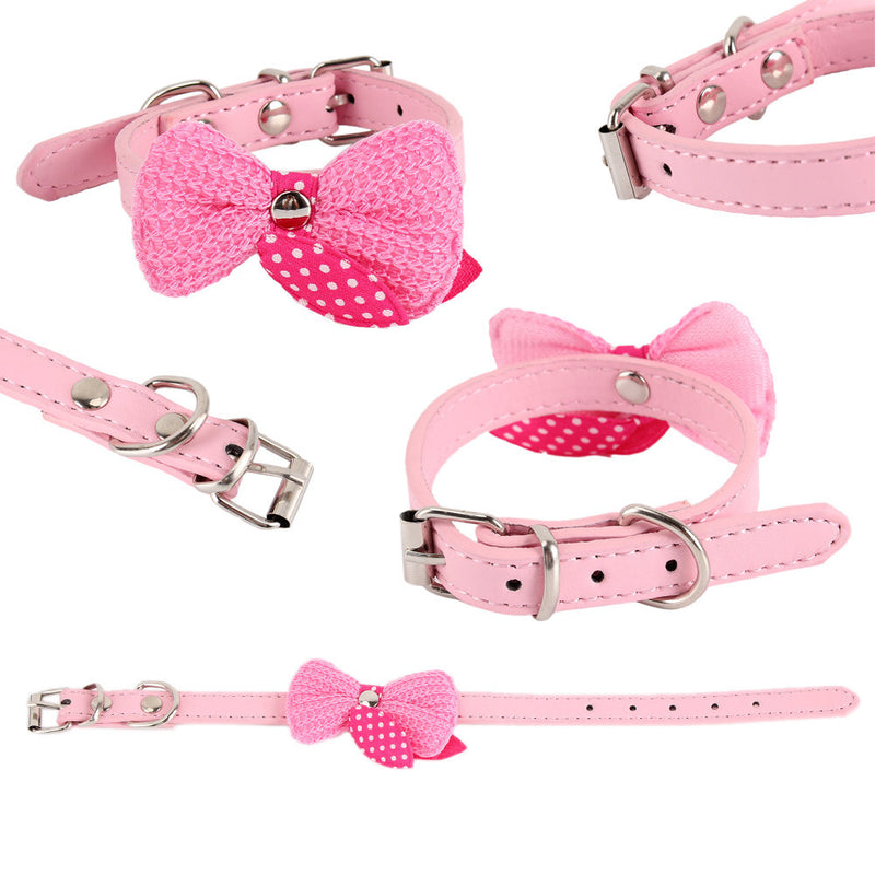 1Pc PU Leather Cat Collar kitten Bow Tie Safety Elastic Bowtie Pet Supplies Dog