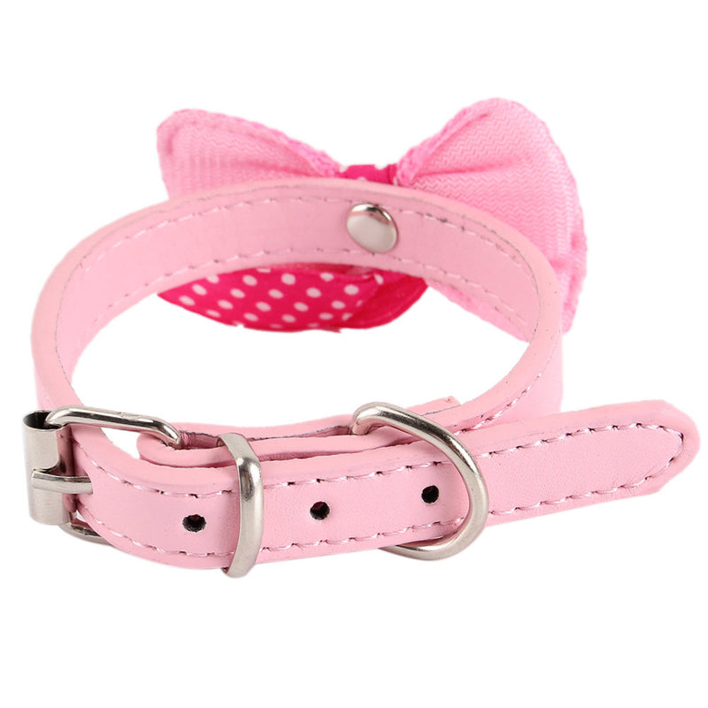 1 Pcs Dog Collar Small Dogs Bling Crystal Bow PU Leather Cats Pet Necklace