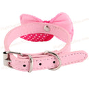 1 Pcs Dog Collar Small Dogs Bling Crystal Bow PU Leather Cats Pet Necklace