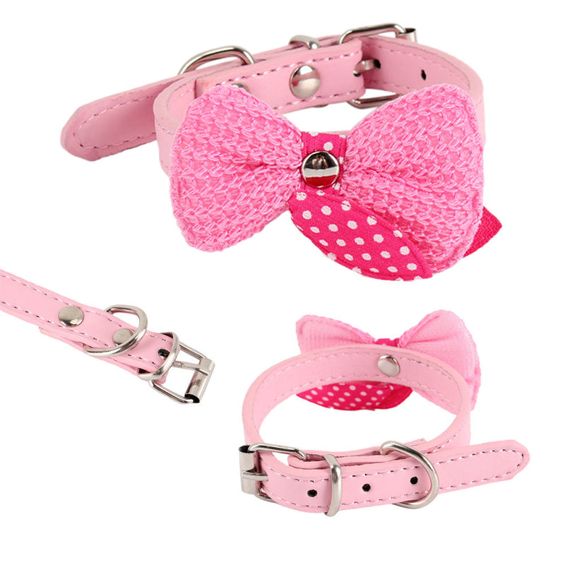 1Pc PU Leather Cat Collar kitten Bow Tie Safety Elastic Bowtie Pet Supplies Dog