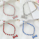 1 Pc Dog Bone with Crystal Ring Necklace Jewelry Gift Puppy Pet Pendant Cute