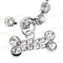1 Pc Dog Bone with Crystal Ring Necklace Jewelry Gift Puppy Pet Pendant Cute