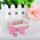 1 x Leather the bow with a small bell, cute and sweet Puppy Small Dog Cat Collar