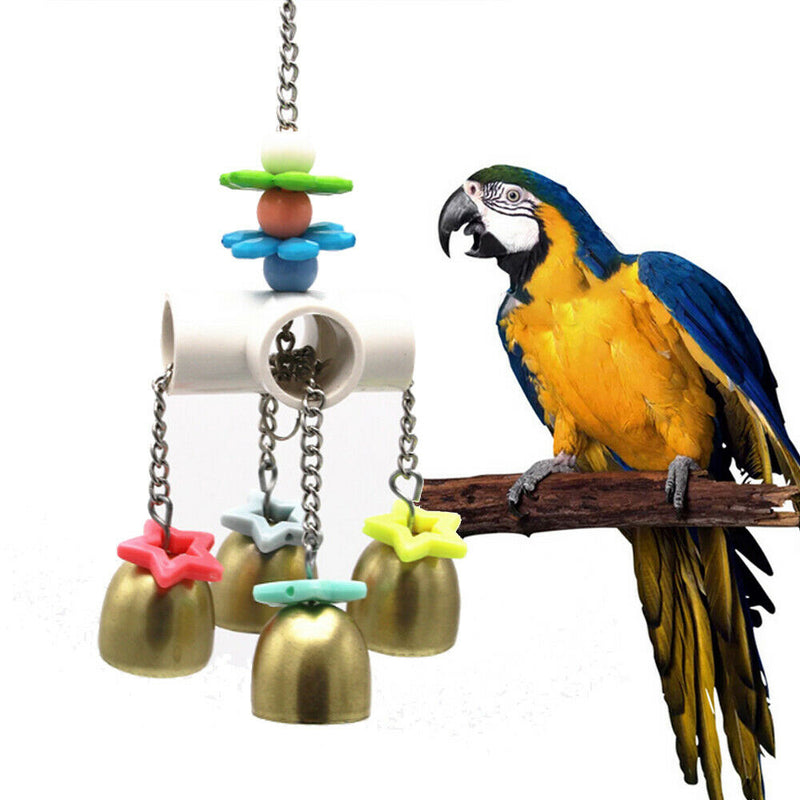 1pc Pet Bird Parrot Natural Sepak Takraw Rattan Ball Bite Chew Toys Swing Bells