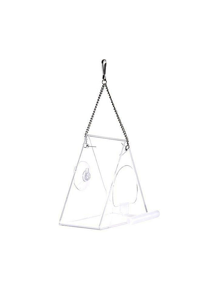 Parrot Feeder Stand Birds-Supplies Food-Box Acrylic Pet Anti-Scatter Triangle