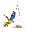 Parrot Feeder Stand Birds-Supplies Food-Box Acrylic Pet Anti-Scatter Triangle
