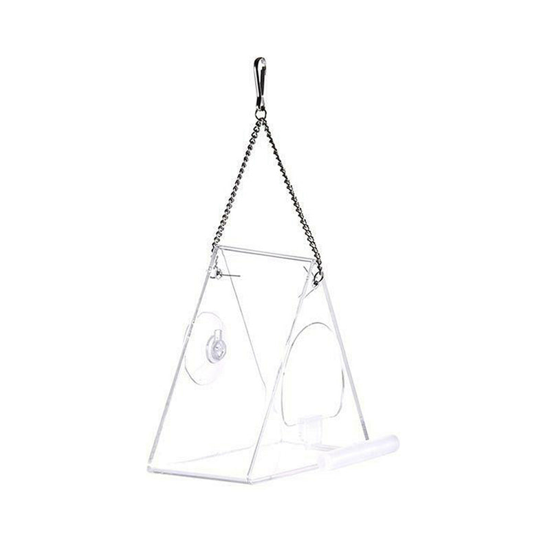 Parrot Feeder Stand Birds-Supplies Food-Box Acrylic Pet Anti-Scatter Triangle