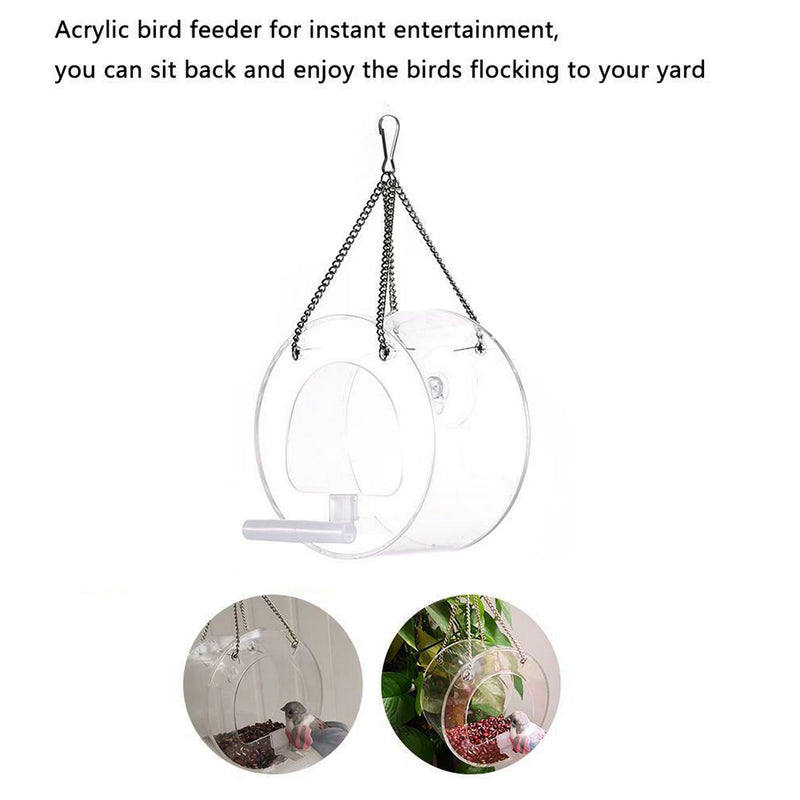 Acrylic Bird Feeder Food Box Anti-Scatter Parrot Feeder with Stand Birds Feeding