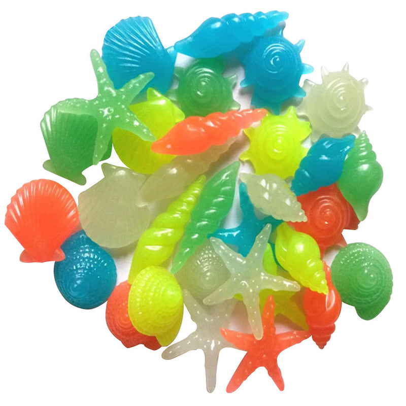 80x Aquarium Decor Pebbles Luminous Shells Fish Tank Garden Fluorescent Stones
