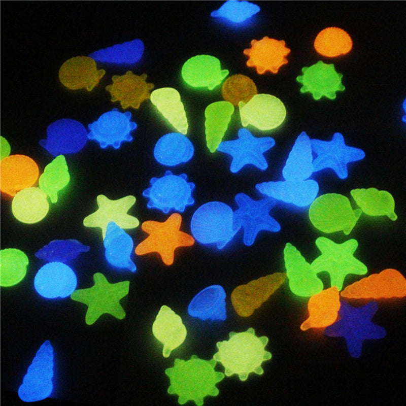 80x Aquarium Decor Pebbles Luminous Shells Fish Tank Garden Fluorescent Stones