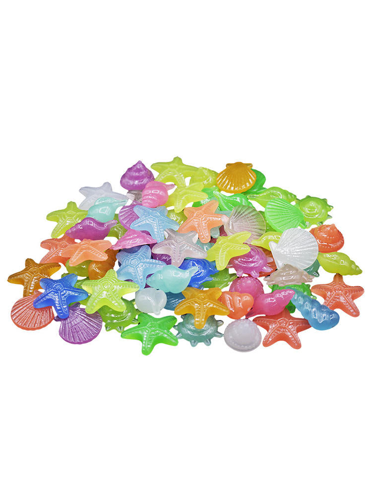 80x Aquarium Decor Pebbles Luminous Shells Fish Tank Garden Fluorescent Stones