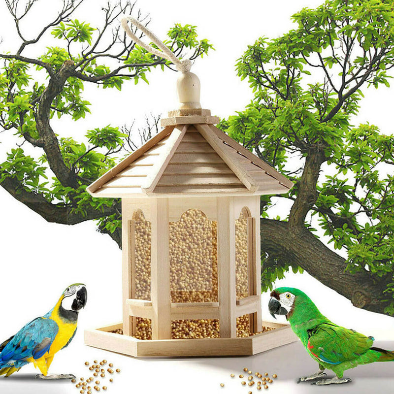 Wild Bird Feeding Station Garden Wooden Tree Hanging Birds Feeder Table Bracket
