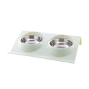 2 Pcs Pets Dogs Bowl Stainless Steel Bowl Elevated Food Water Dish Feeder New