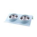 Pet Double Bowl Feeder Raised Cat Dog Food Water Bowls Feeding Tool 2 Pcs/Set