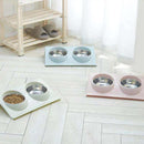Pet Double Bowl Feeder Raised Cat Dog Food Water Bowls Feeding Tool 2 Pcs/Set