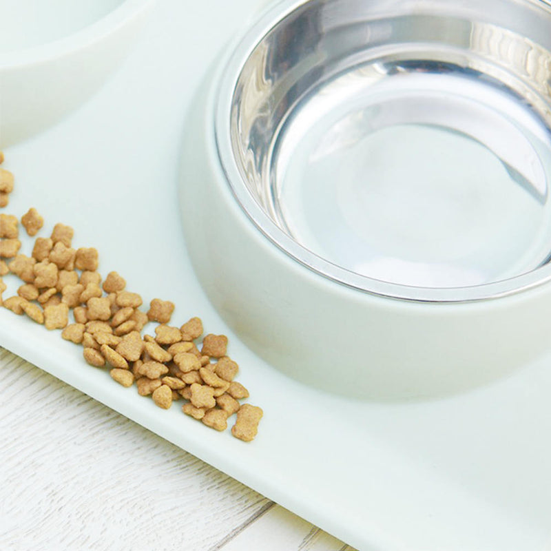 Pet Double Bowl Feeder Raised Cat Dog Food Water Bowls Feeding Tool 2 Pcs/Set