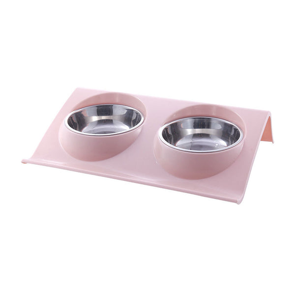 2Pcs Pet Food Water Dish Non-slip Raised Double Bowl Feeder for Puppy Dog Cat
