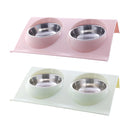 2x Pet Food Water Dish Non-slip Raised Double Bowl Feeder for Puppy Dog Cats New