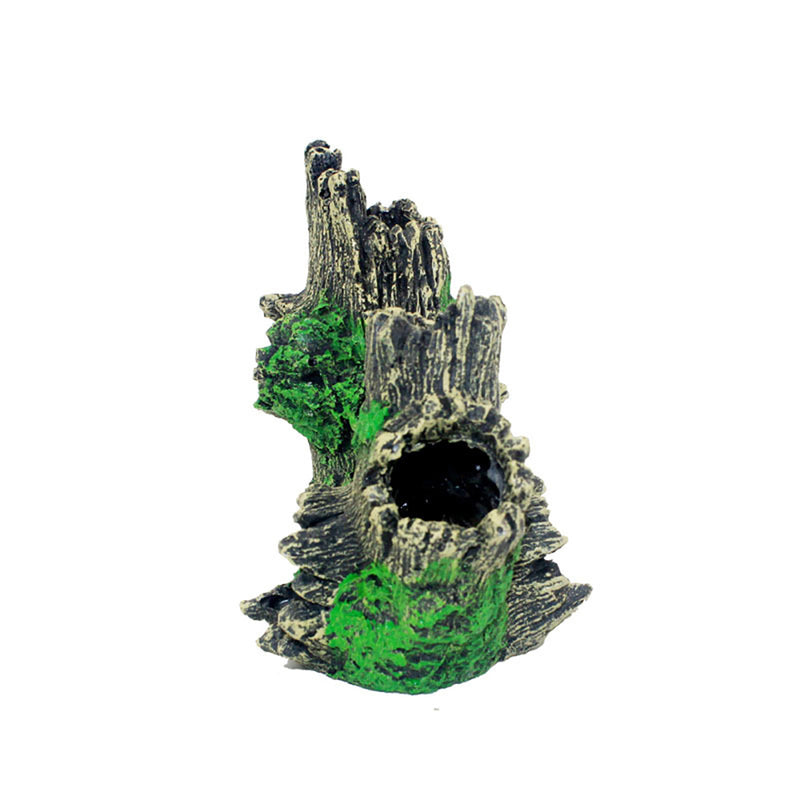 Aquarium Decor Fish Tank Ornament Rockery Hiding Tree Cave Landscape Green