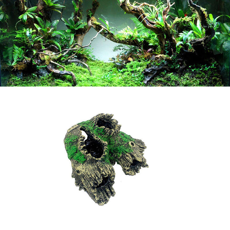 Aquarium Decor Fish Tank Ornament Rockery Hiding Tree Cave Landscape Green
