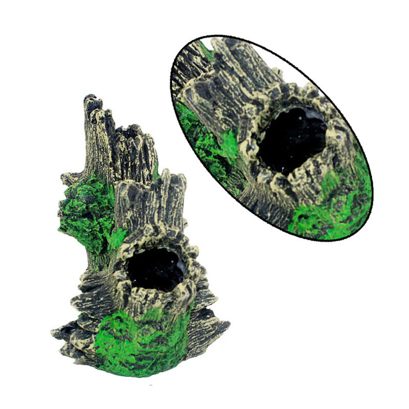 Aquarium Decor Fish Tank Ornament Rockery Hiding Tree Cave Landscape Green
