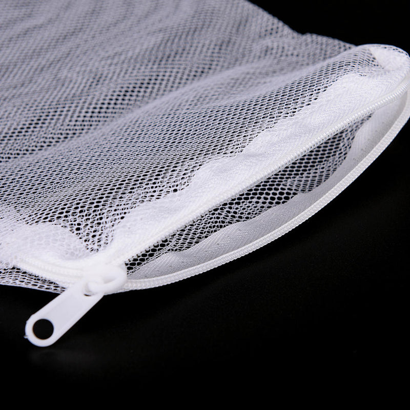 5PCS Nylon Aquarium Fish Tank Pond Filter Media Zip Meshes Net Bag Zipper White