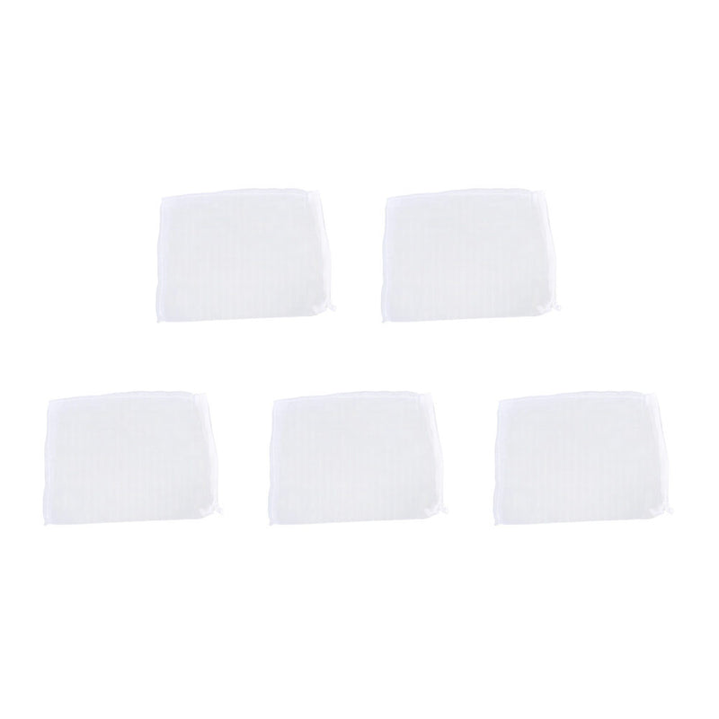 5PCS Nylon Aquarium Fish Tank Pond Filter Media Zip Meshes Net Bag Zipper White