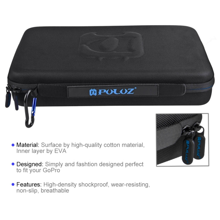 PULUZ Waterproof Carrying and Travel Case for GoPro HERO10 Black / HERO9 Black / HERO8 Black / HERO7 /6 /5 /5 Session /4 Session /4 /3+ /3 /2 /1, DJI Osmo Action, Xiaoyi and Other Action Cameras Accessories, Large Size: 32cm x 22cm x 7cm