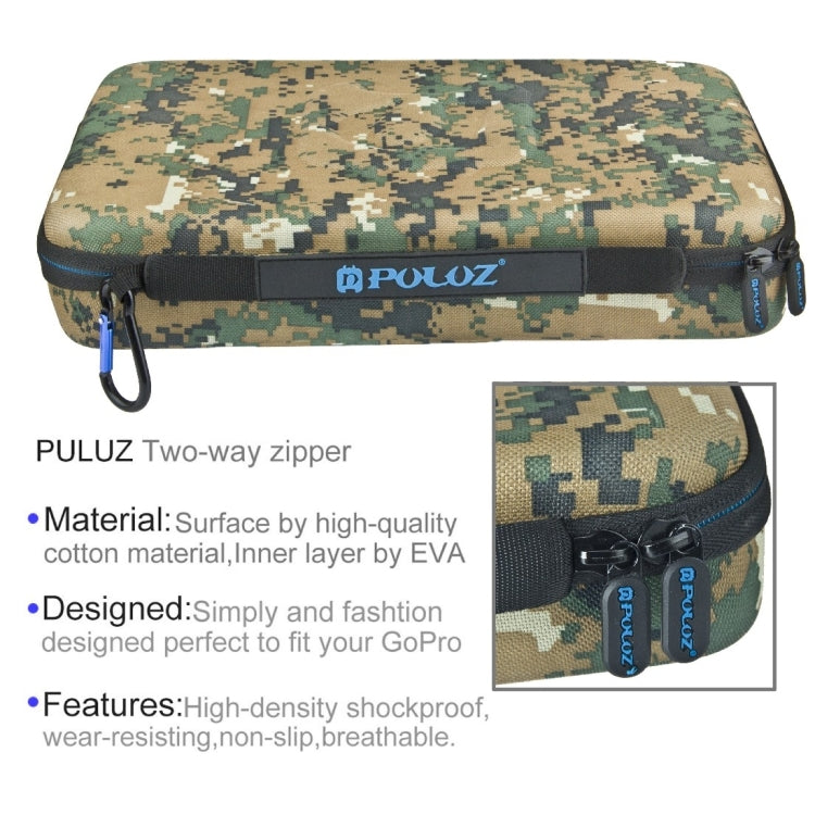 PULUZ Camouflage Pattern Waterproof Carrying and Travel Case for GoPro HERO10 Black / HERO9 Black / HERO8 Black /7 /6 /5 /4 /3+ /3 /2 /1, DJI Osmo Action and other Sport Cameras Accessories, Large Size: 32cm x 22cm x 7cm