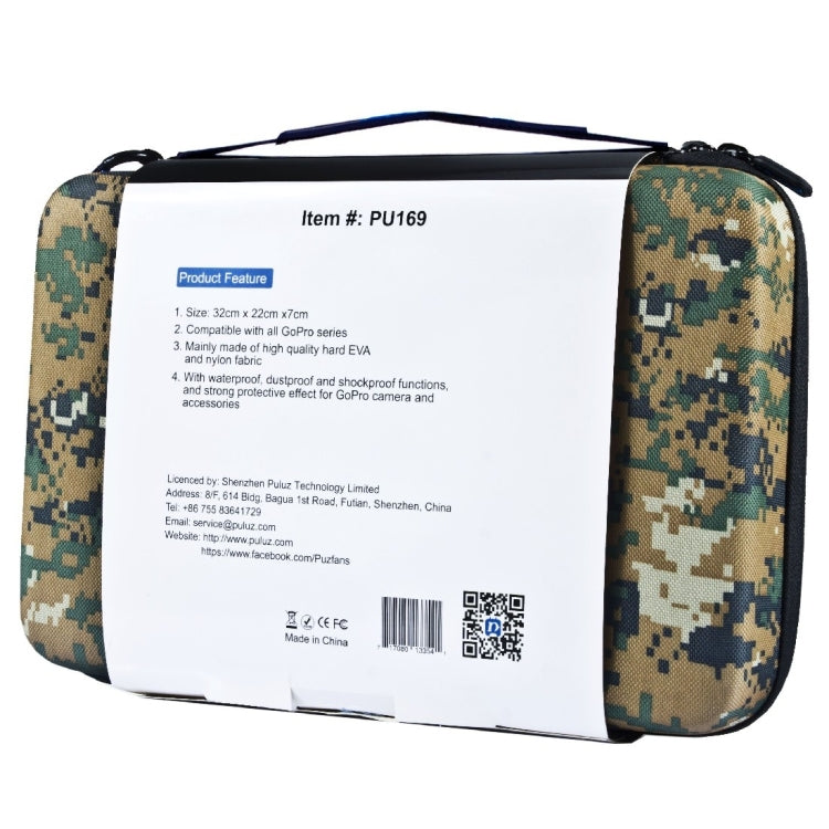 PULUZ Camouflage Pattern Waterproof Carrying and Travel Case for GoPro HERO10 Black / HERO9 Black / HERO8 Black /7 /6 /5 /4 /3+ /3 /2 /1, DJI Osmo Action and other Sport Cameras Accessories, Large Size: 32cm x 22cm x 7cm