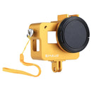 PULUZ Housing Shell CNC Aluminum Alloy Protective Cage with Insurance Frame & 52mm UV Lens for GoPro HERO(2018) /7 Black /6 /5(Gold)