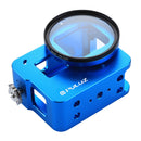 PULUZ Housing Shell CNC Aluminum Alloy Protective Cage with Insurance Frame & 52mm UV Lens for GoPro HERO(2018) /7 Black /6 /5(Blue)