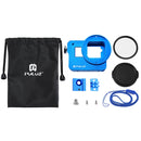 PULUZ Housing Shell CNC Aluminum Alloy Protective Cage with Insurance Frame & 52mm UV Lens for GoPro HERO(2018) /7 Black /6 /5(Blue)