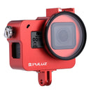 PULUZ Housing Shell CNC Aluminum Alloy Protective Cage with Insurance Frame & 52mm UV Lens for GoPro HERO(2018) /7 Black /6 /5(Red)