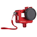 PULUZ Housing Shell CNC Aluminum Alloy Protective Cage with Insurance Frame & 52mm UV Lens for GoPro HERO(2018) /7 Black /6 /5(Red)