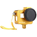 PULUZ Housing Shell CNC Aluminum Alloy Protective Cage with 52mm UV Lens for GoPro HERO(2018) /7 Black /6 /5(Gold)